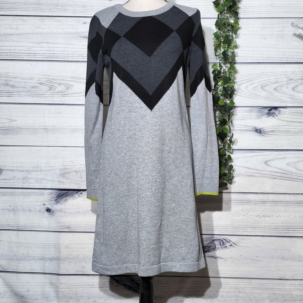 Vince Camuto Gray and Black Midi Dress